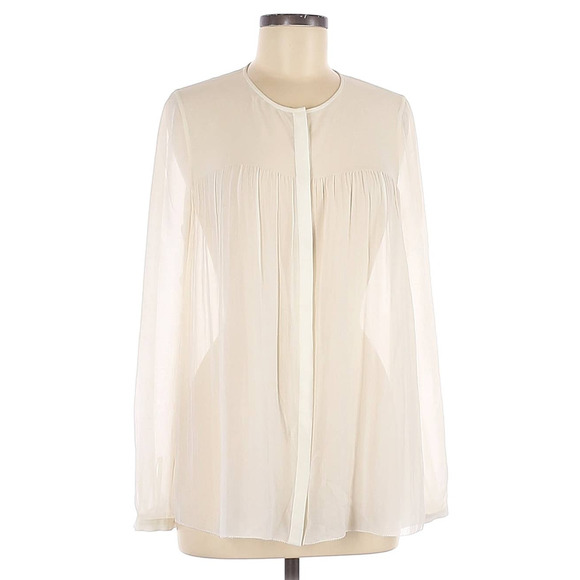 Vince Tops - Vince Long Sleeve Silk Top 8 Sheer Button Down EUC